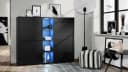 Vladon Highboard Cuba V3 Schwarz matt mit 12 Fächern und RGB LED Bild 1