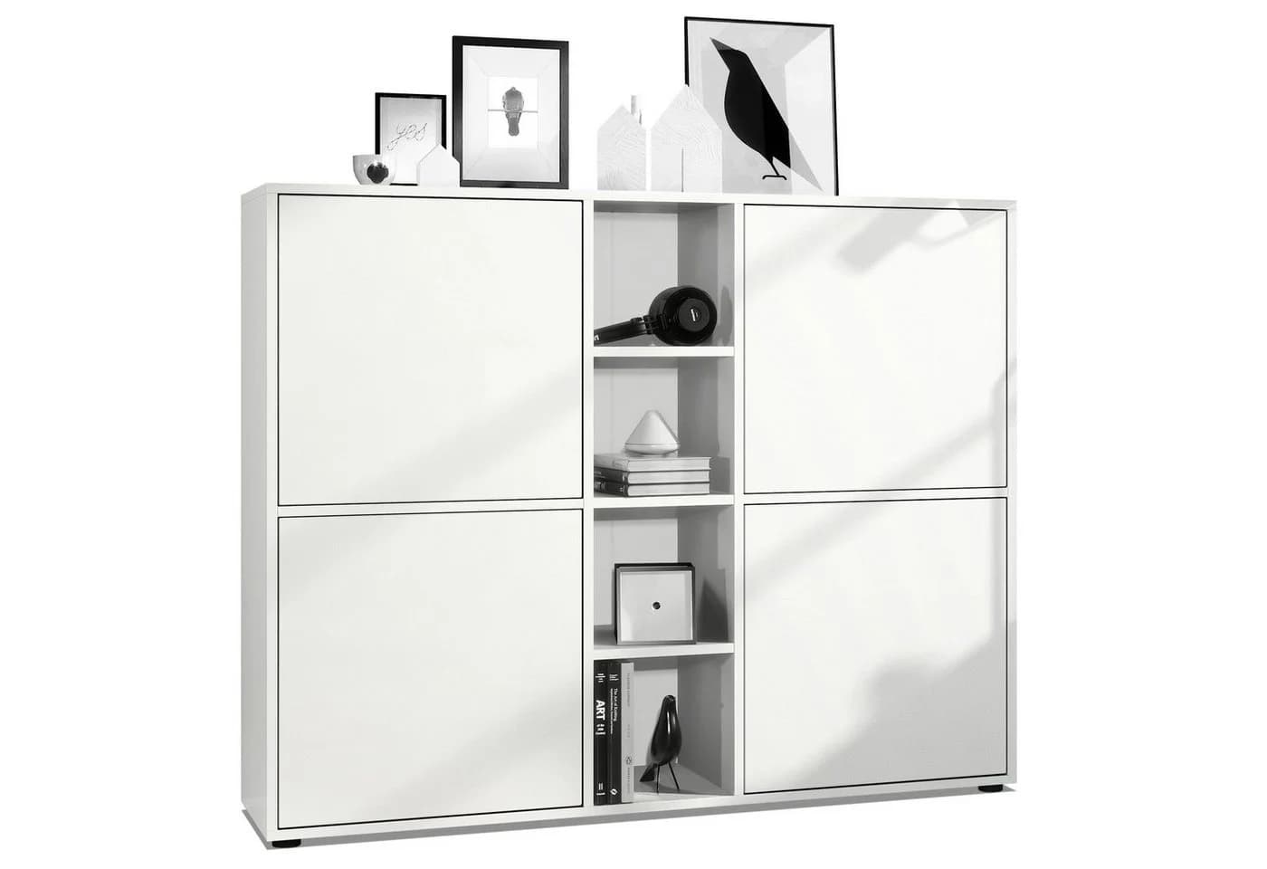 Vladon Highboard Cuba V3 Weiß Matt 12 Fächer Push-to-Open - Bild 2