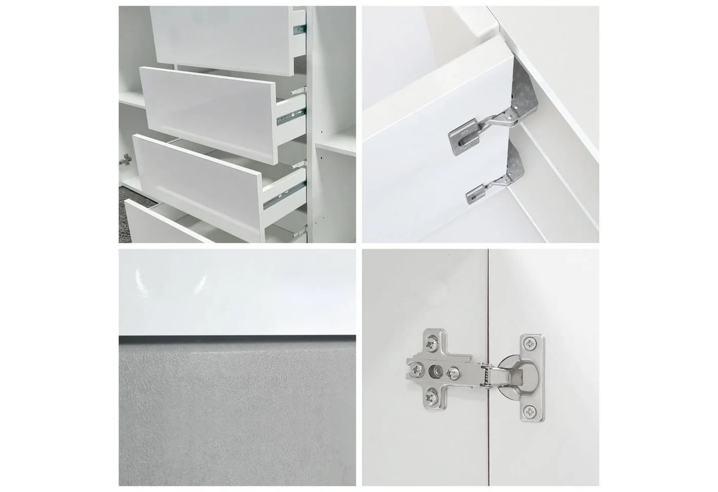 Vladon Sideboard La Paz V1 Weiß Hochglanz mit 2 Türen und 4 Schubladen - Bild 4