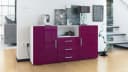 Vladon Sideboard Skadu Weiß matt/Brombeer Hochglanz Modern Bild 1