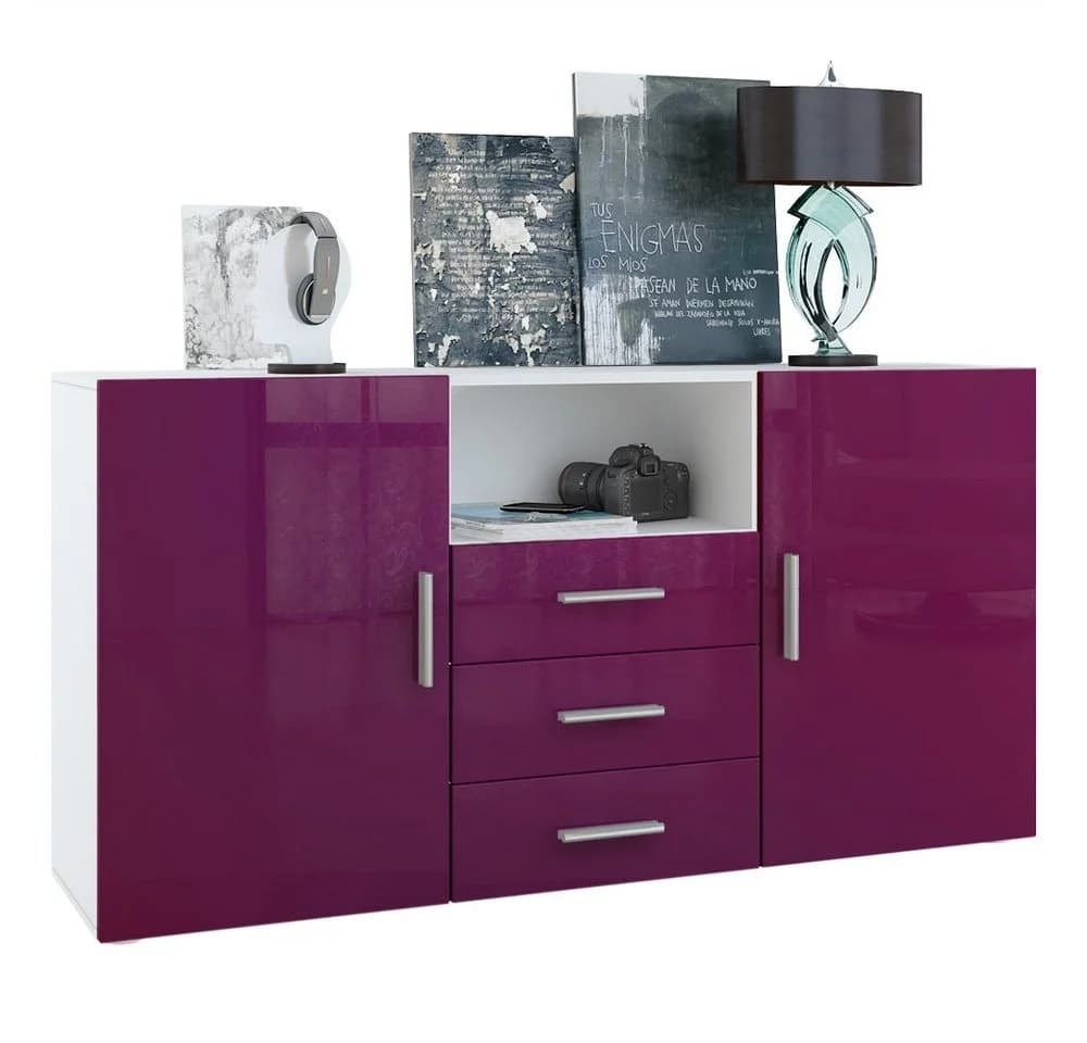 Vladon Sideboard Skadu Weiß matt/Brombeer Hochglanz Modern - Bild 2