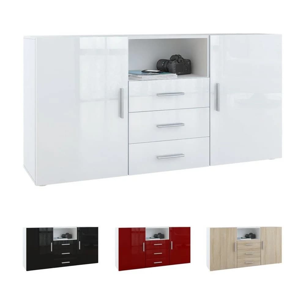 Vladon Sideboard Skadu Weiß matt/Brombeer Hochglanz Modern - Bild 4