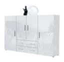 Vladon Highboard Nora Weiß Hochglanz mit Schubladen und Türen Bild 2