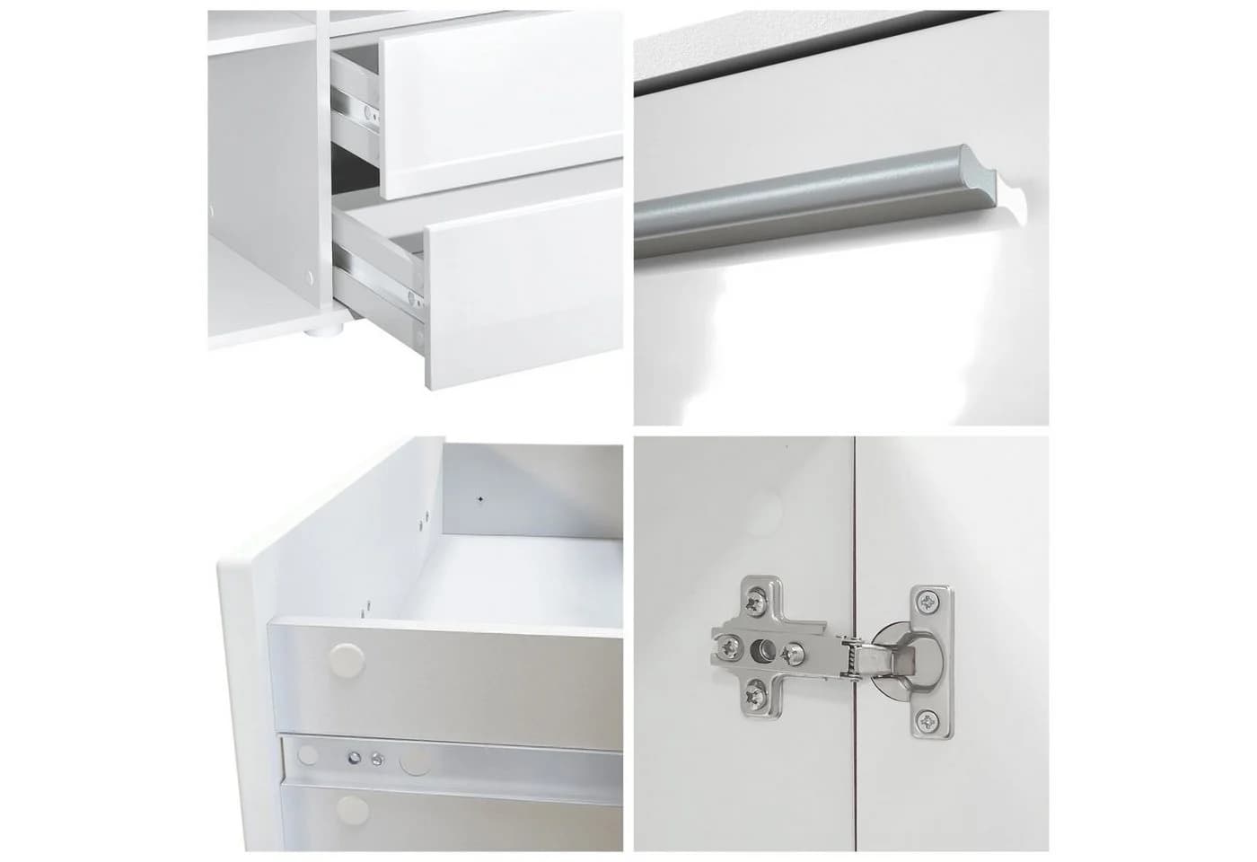 Vladon Highboard Nora Weiß matt/Sandgrau Hochglanz mit Schubladen - Bild 3