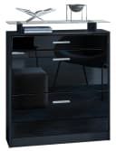 Vladon Schuhschrank Loret Schwarz matt/Hochglanz mit Schublade Bild 2