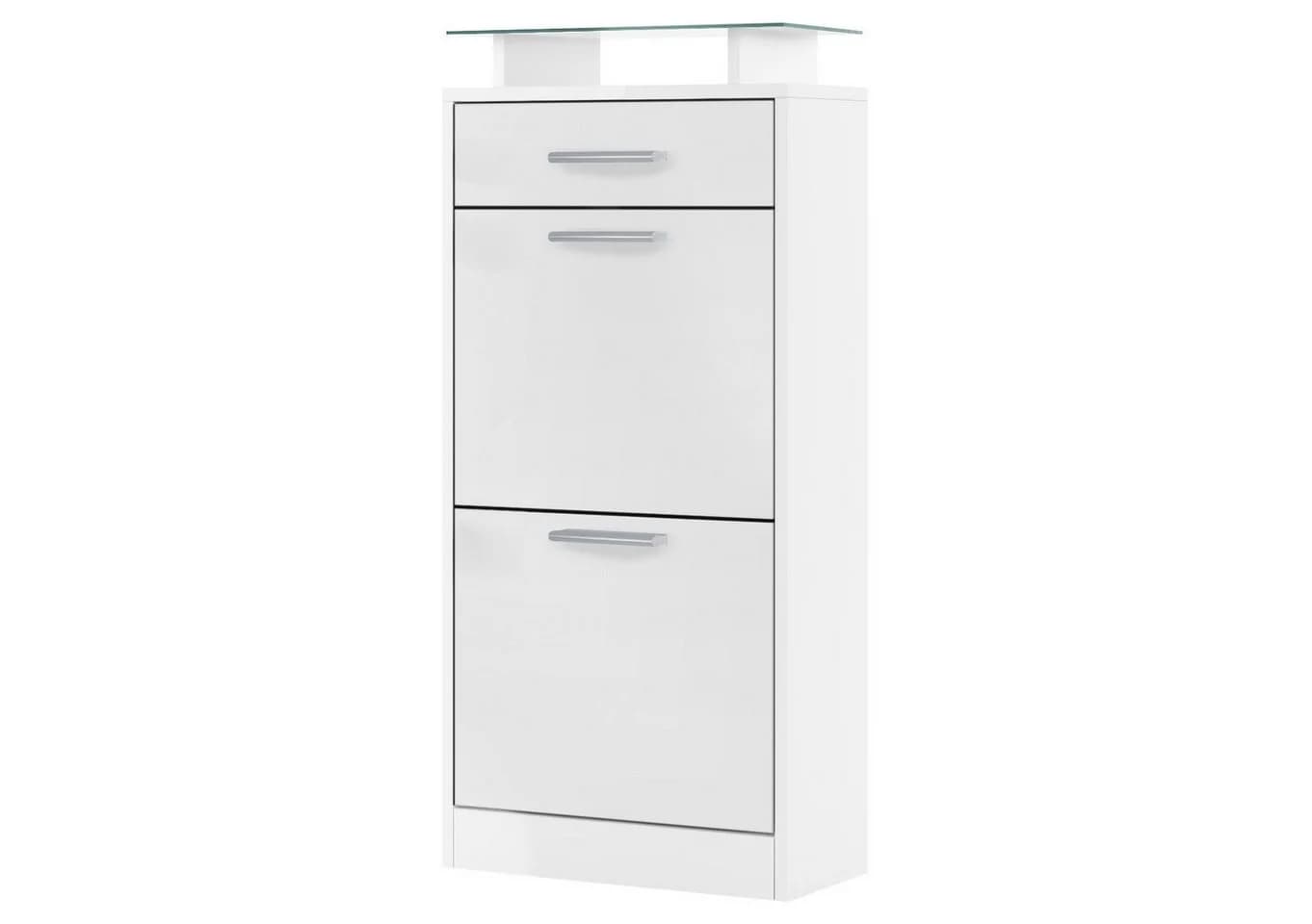 Vladon Schuhschrank Loret V2 Weiß matt mit 2 Klappen und Schublade - Bild 2
