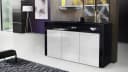 Vladon Sideboard Valencia Schwarz/Weiß Hochglanz mit 3 Türen Bild 1
