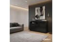Vladon Sideboard Valencia Schwarz matt/Hochglanz mit 3 Türen Bild 1