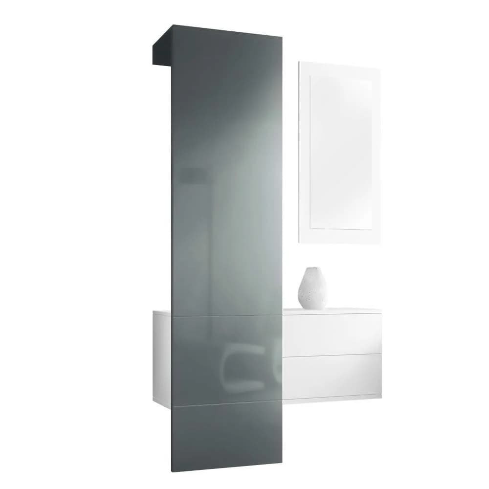 Vladon GARDEROBE Carlton Paneel Grau Hochglanz