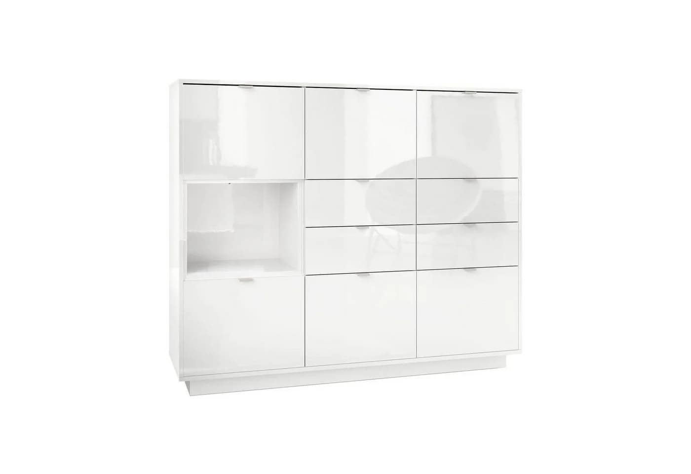 Vladon Highboard Metro V2 Weiß Hochglanz 6 Türen 4 Schubladen - Bild 2