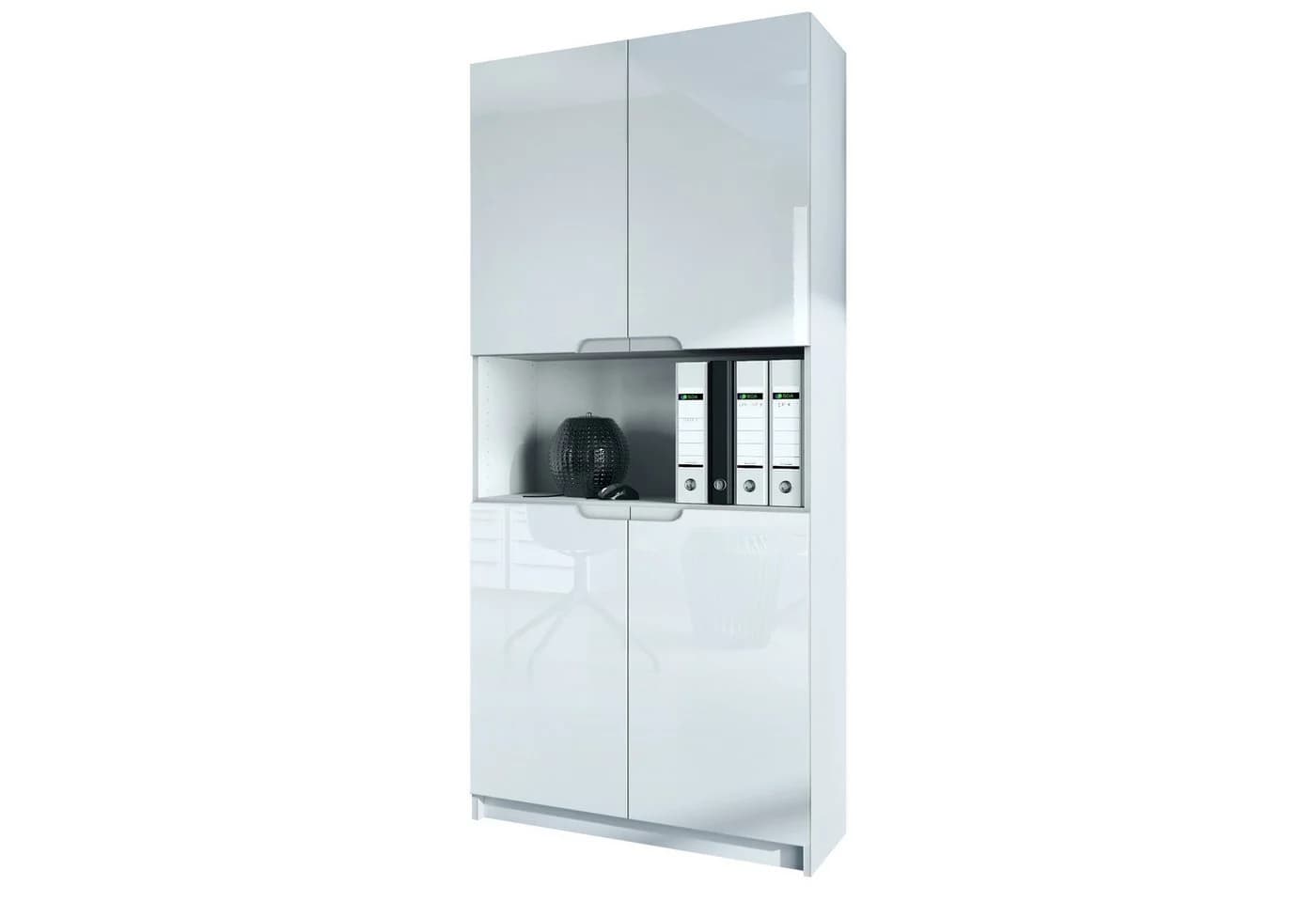 Vladon Aktenschrank Logan V2 Weiß matt/Hochglanz 4 Türen 5 Fächer - Bild 2