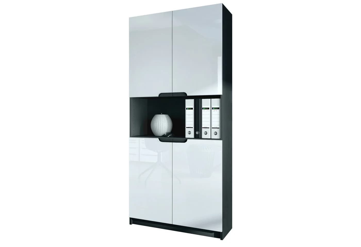 Vladon Aktenschrank Logan V2 mit Soft-Close Funktion Schwarz/Weiß - Bild 2