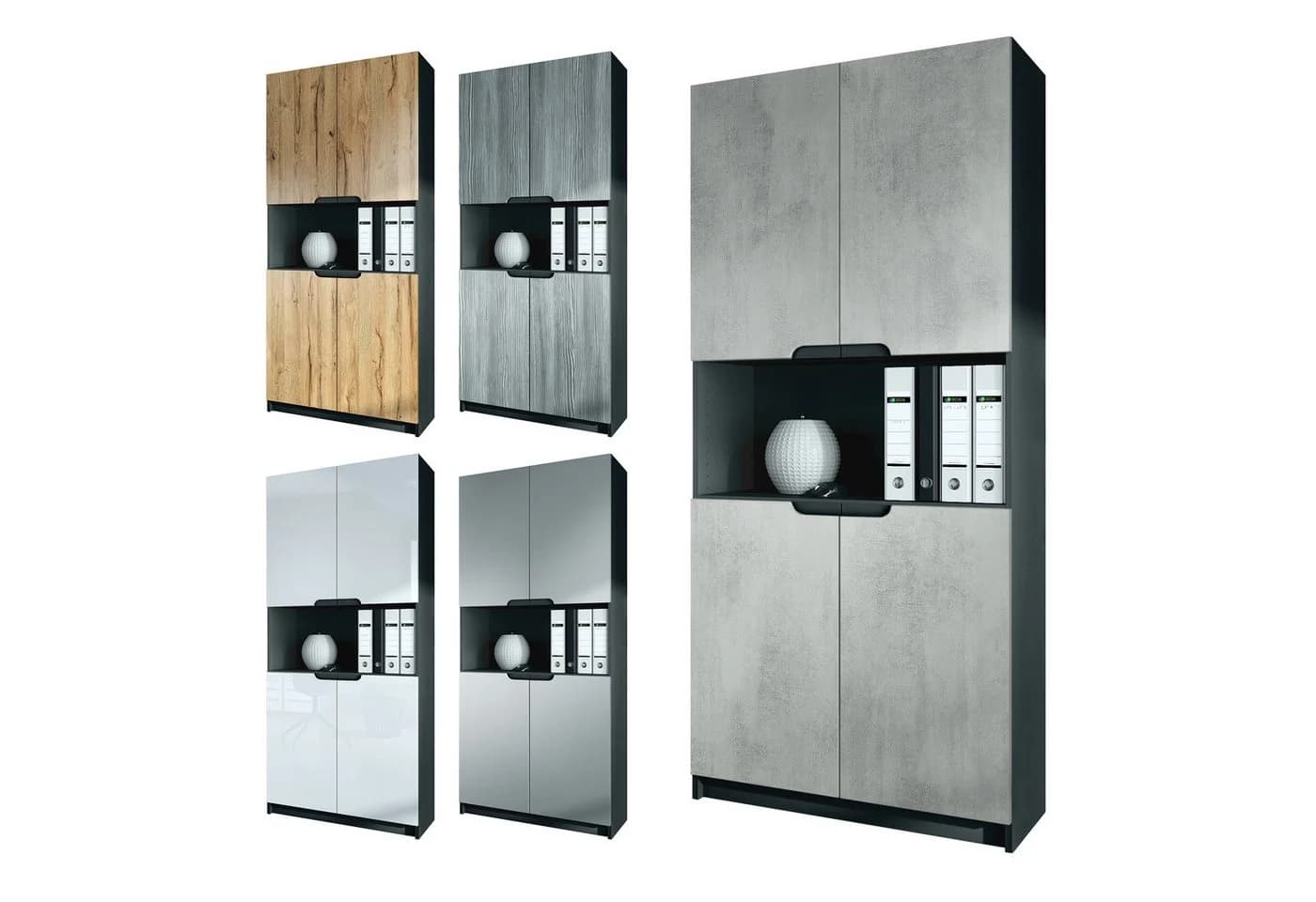 Vladon Aktenschrank Logan V2 mit Soft-Close Funktion Schwarz/Weiß - Bild 5