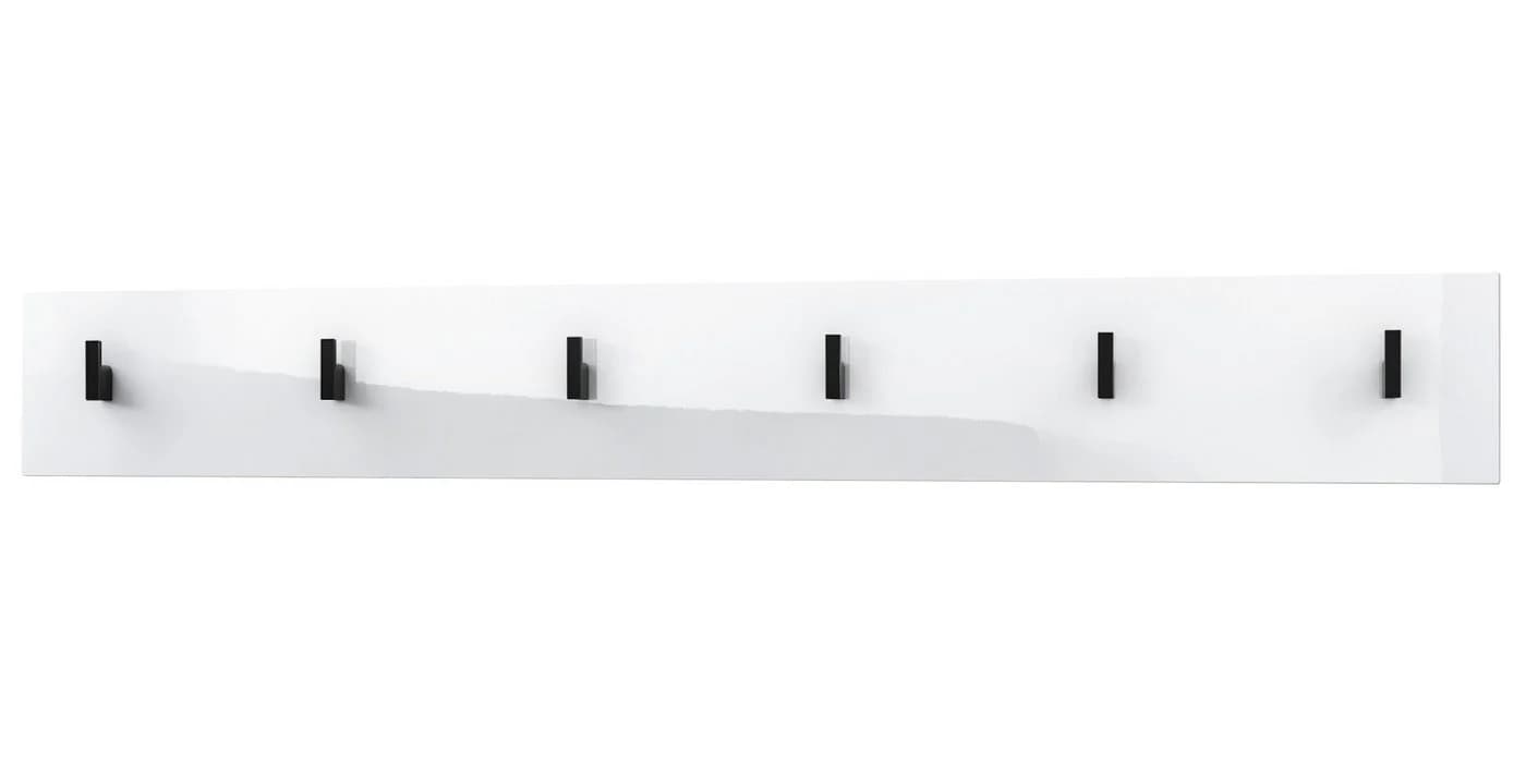Vladon Garderobenpaneel Linea V1 Weiß Hochglanz mit 6 Haken - Bild 2