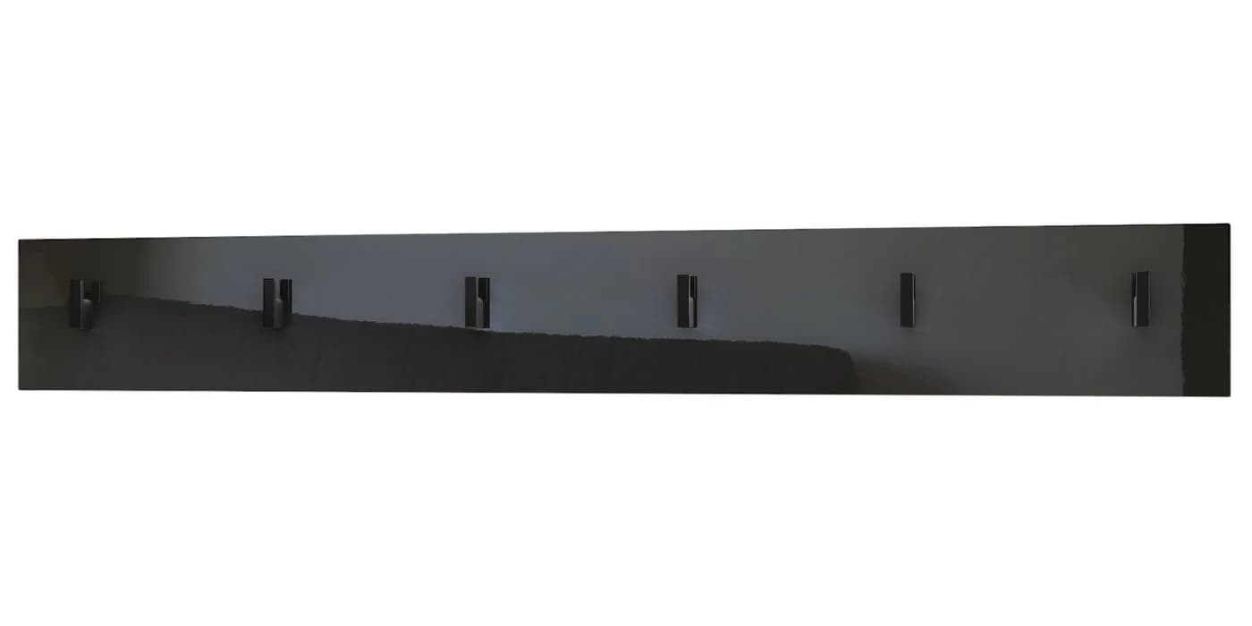Vladon Garderobenpaneel Linea V1 Schwarz Hochglanz mit 6 Haken - Bild 2