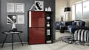 Vladon Highboard Cuba Schwarz matt/Bordeaux Hochglanz Push-to-Open Bild 1