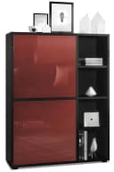 Vladon Highboard Cuba Schwarz matt/Bordeaux Hochglanz Push-to-Open Bild 2