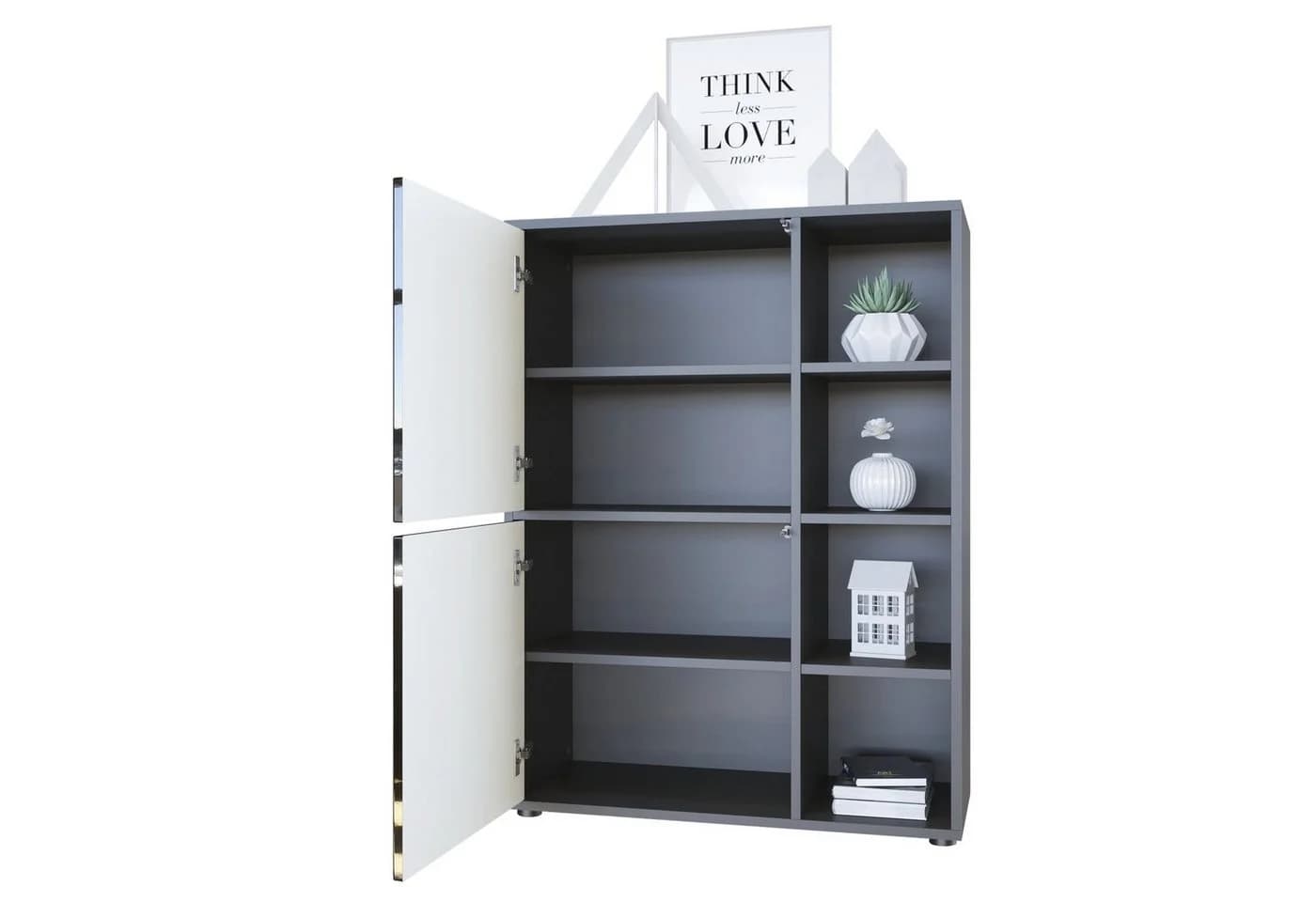 Vladon Highboard Cuba Schwarz matt/Bordeaux Hochglanz Push-to-Open - Bild 3