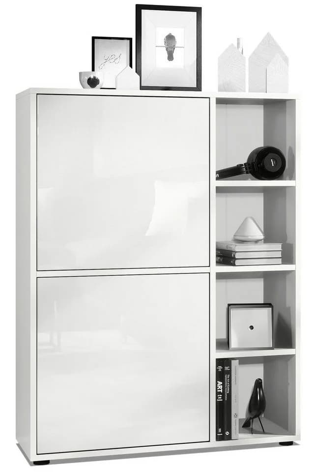 Vladon Highboard Cuba Weiß matt/Hochglanz mit 2 Türen und 4 Fächern - Bild 2