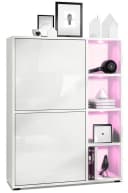 Vladon Highboard Cuba Weiß matt/Hochglanz mit LED & Push-to-Open Bild 2