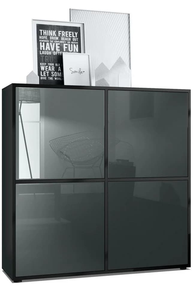Vladon Highboard Cuba V2 Grau/Schwarz Push-to-Open - Bild 2