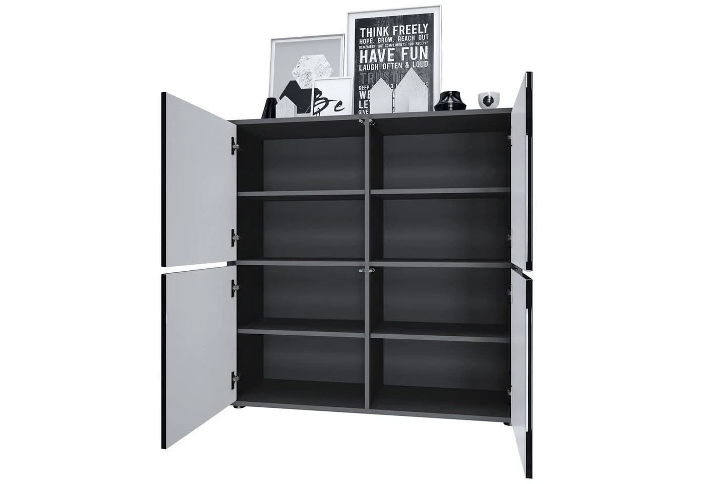 Vladon Highboard Cuba V2 Grau/Schwarz Push-to-Open - Bild 3