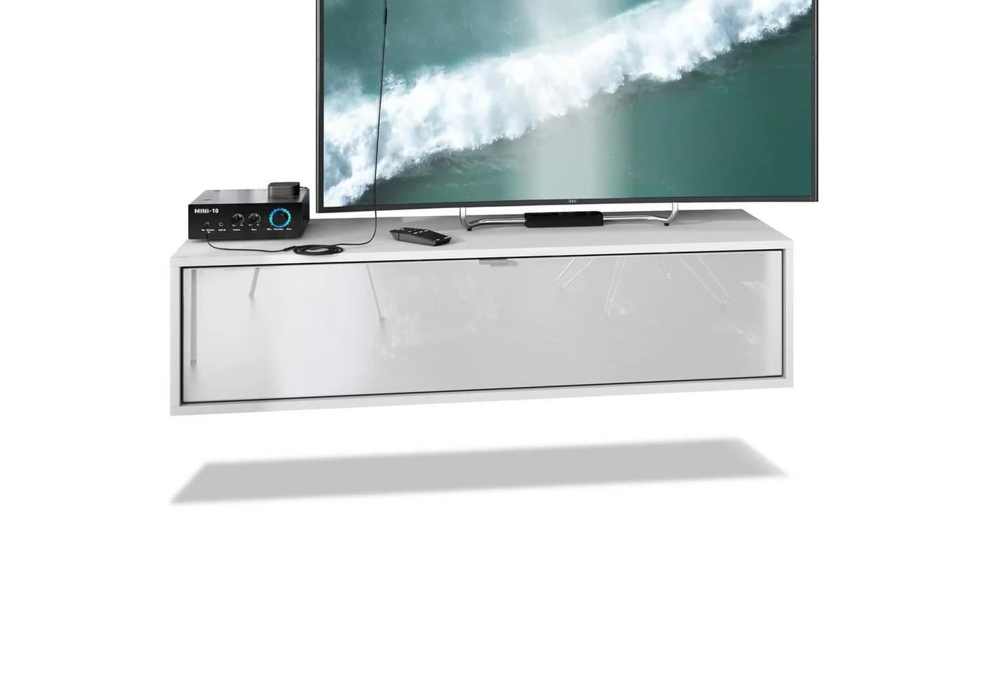 Vladon Lowboard Lana 1200 TV-Kommode Weiß Matt/Weiß Hochglanz - Bild 2