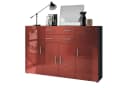 Vladon Highboard Aron 4 Türen 2 Schubladen Anthrazit Bordeaux Bild 2