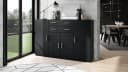 Vladon Highboard Aron Schwarz Matt 4 Türen 2 Schubladen Bild 1