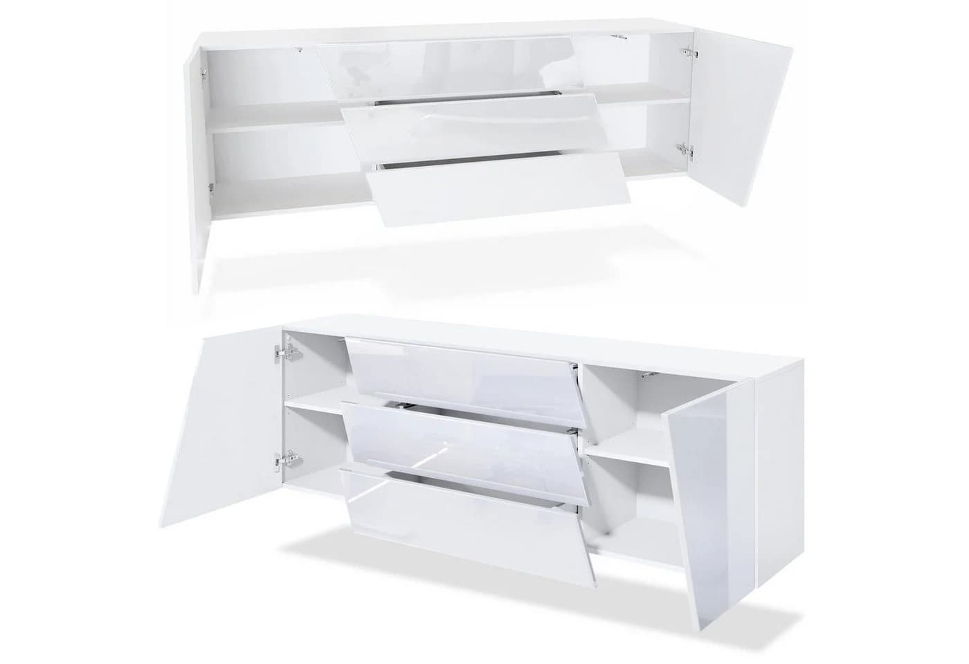 Vladon Sideboard Houston Weiß matt/Hochglanz mit LED - Bild 3