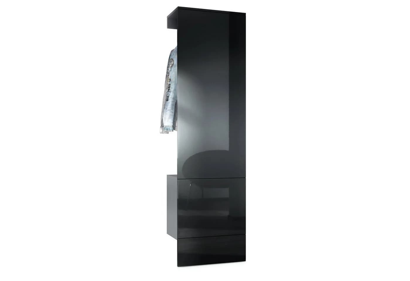 Vladon Wandgarderobe Carlton Set 5 Anthrazit Schwarz Hochglanz mit Push-to-Open - Bild 2