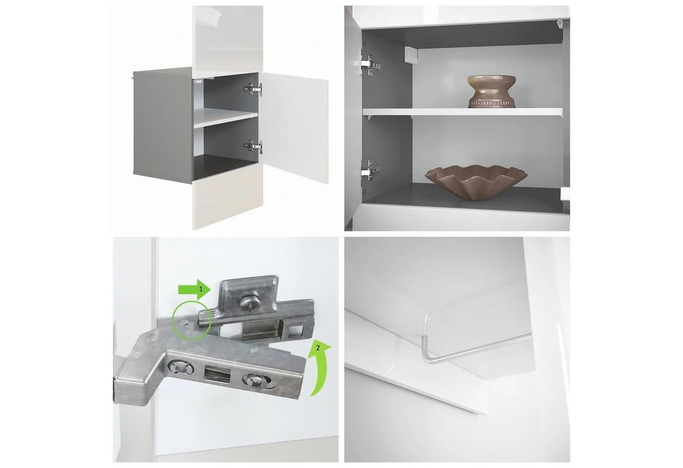 Vladon Wandgarderobe Carlton Set 5 Anthrazit Schwarz Hochglanz mit Push-to-Open - Bild 5