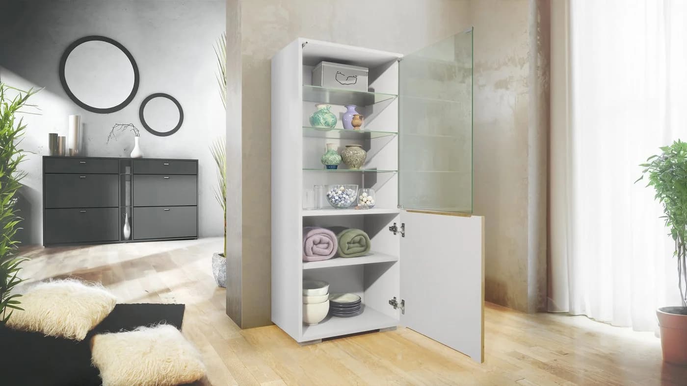 Vladon Standvitrine Granada Weiß mit Glastür - Bild 3