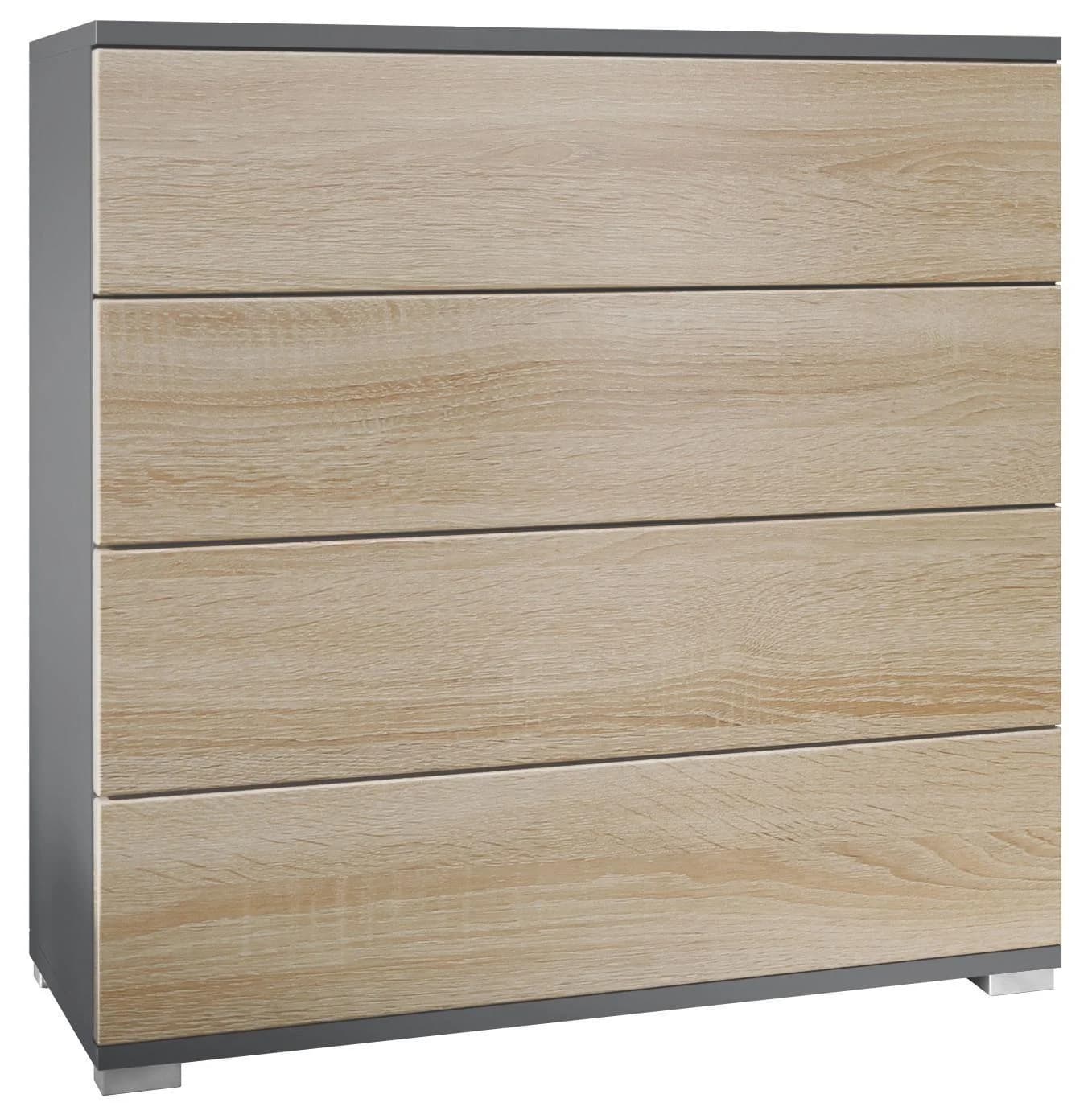 Vladon KOMMODE Pavos Eiche sägerau Braun