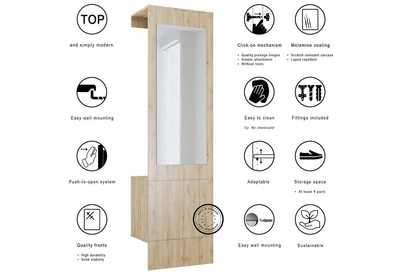 Vladon Garderoben-Set Carlton Neo mit Spiegel und Wandschrank - Bild 4