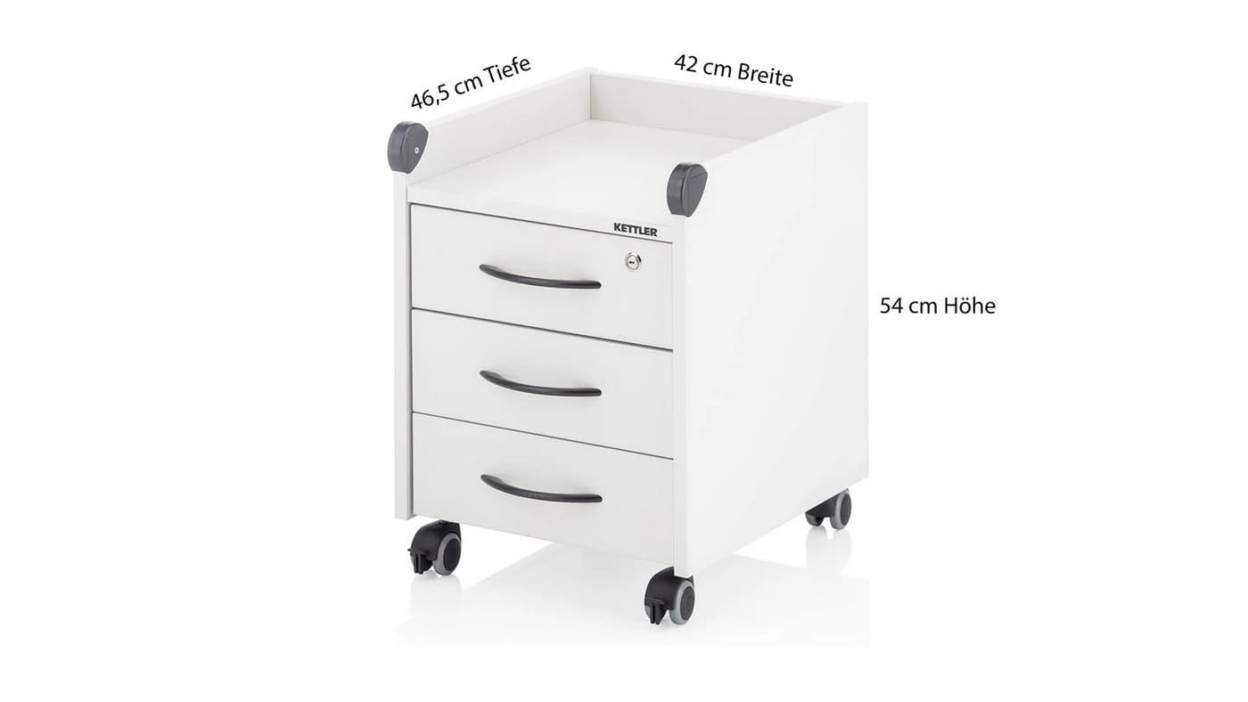 Vladon Aktenschrank Kettler Rollcontainer Abschließbar Weiß Matt - Bild 3