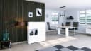 Vladon Highboard Milano V1 Weiß matt mit 4 Türen und 2 Schubladen Bild 1