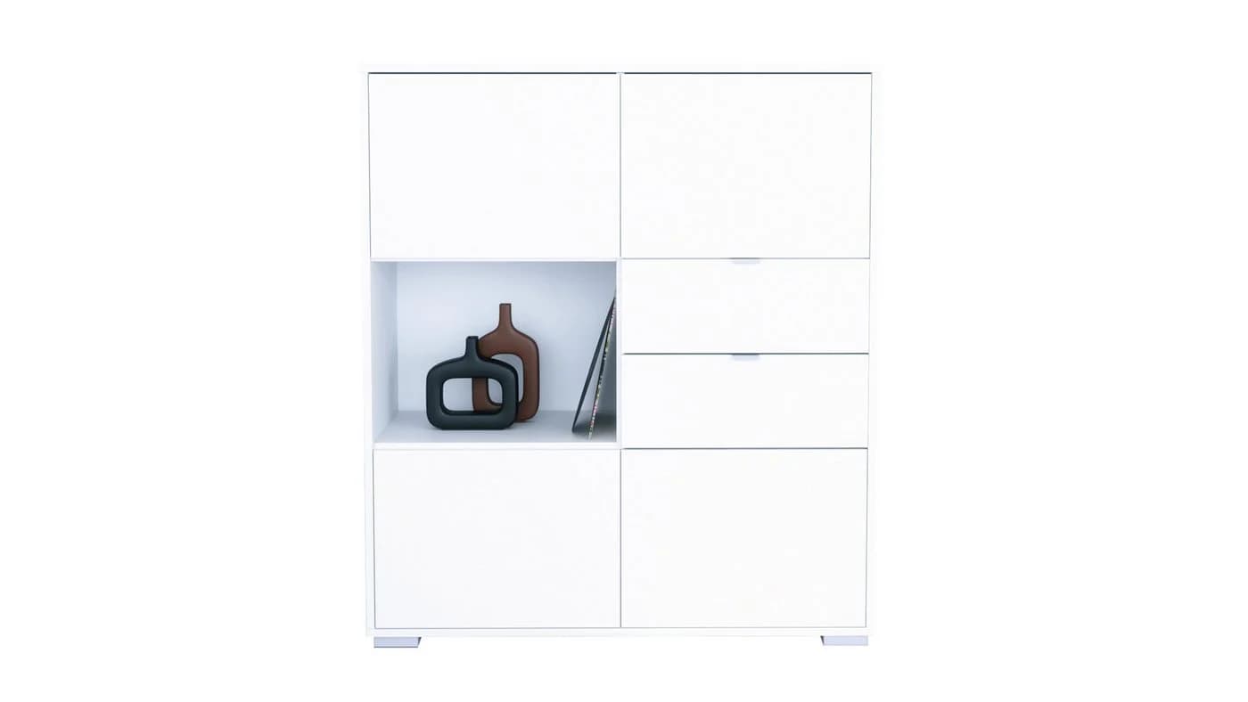 Vladon Highboard Milano V1 Weiß matt mit 4 Türen und 2 Schubladen - Bild 2