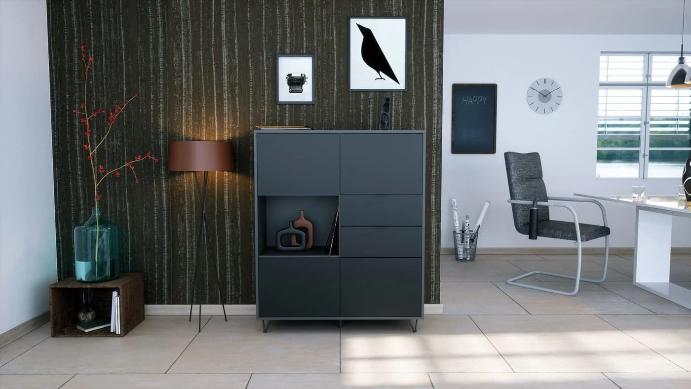 Vladon Highboard Marino V1 Anthrazit Matt 4 Türen 2 Schubladen - Bild 3