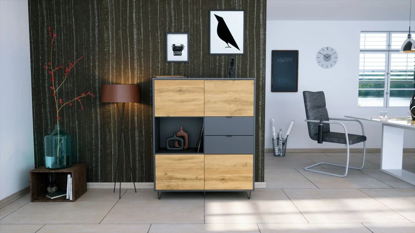 Vladon Highboard Marino V1 mit 4 Türen und Schubladen - Bild 3