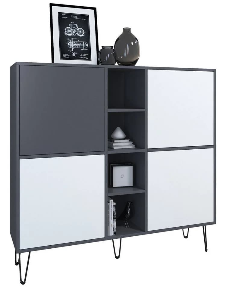 Vladon Highboard Havana V3 Anthrazit matt / Weiß matt mit Push-to-Open - Bild 2