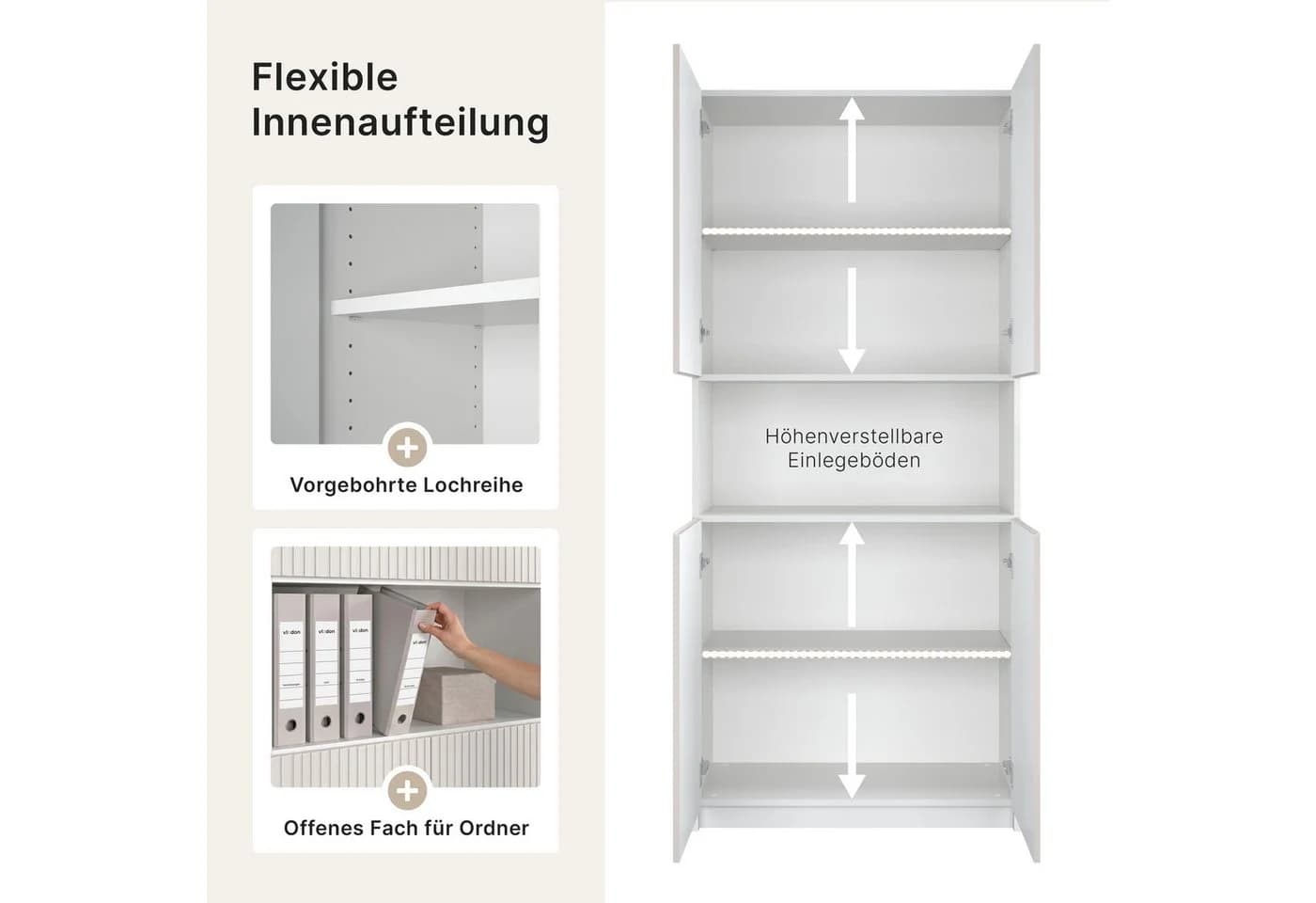 Vladon Aktenschrank Rivo Weiß matt/Cashmere mit Soft-Close - Bild 4