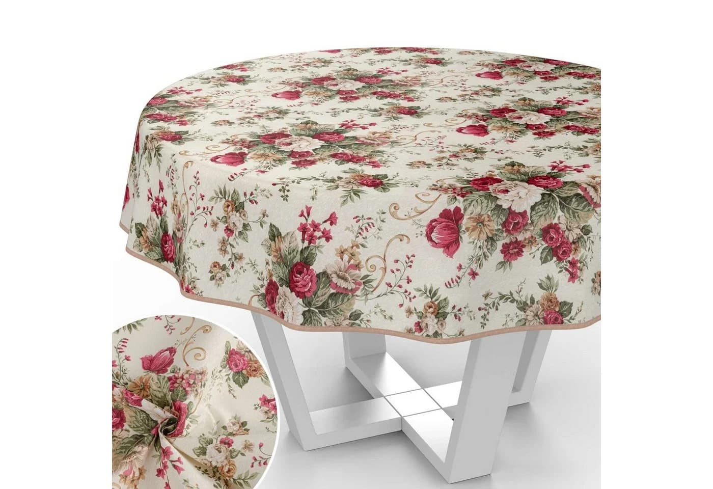 ANRO Tischdecke Blumen Botanik Stoff Tischwäsche Beschichtung - Bild 2