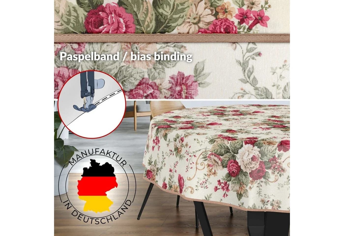 ANRO Tischdecke Blumen Botanik Stoff Tischwäsche Beschichtung - Bild 3