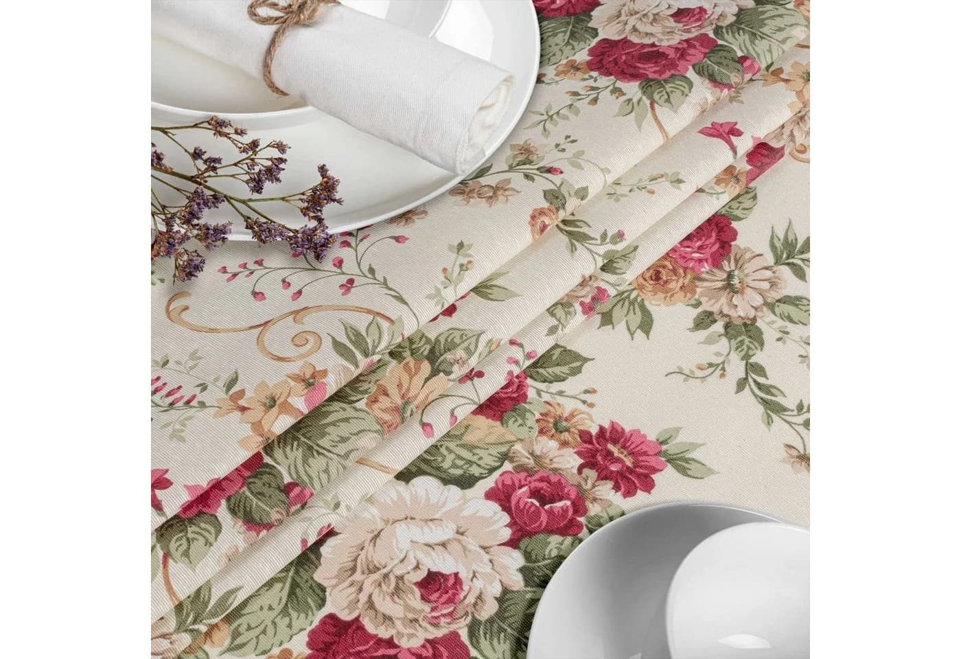 ANRO Tischdecke Blumen Botanik Stoff Tischwäsche Beschichtung - Bild 4