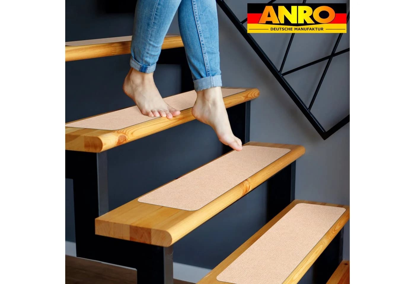 ANRO Stufenmatte NEMESIS Beige Selbsthaftend Rutschfest