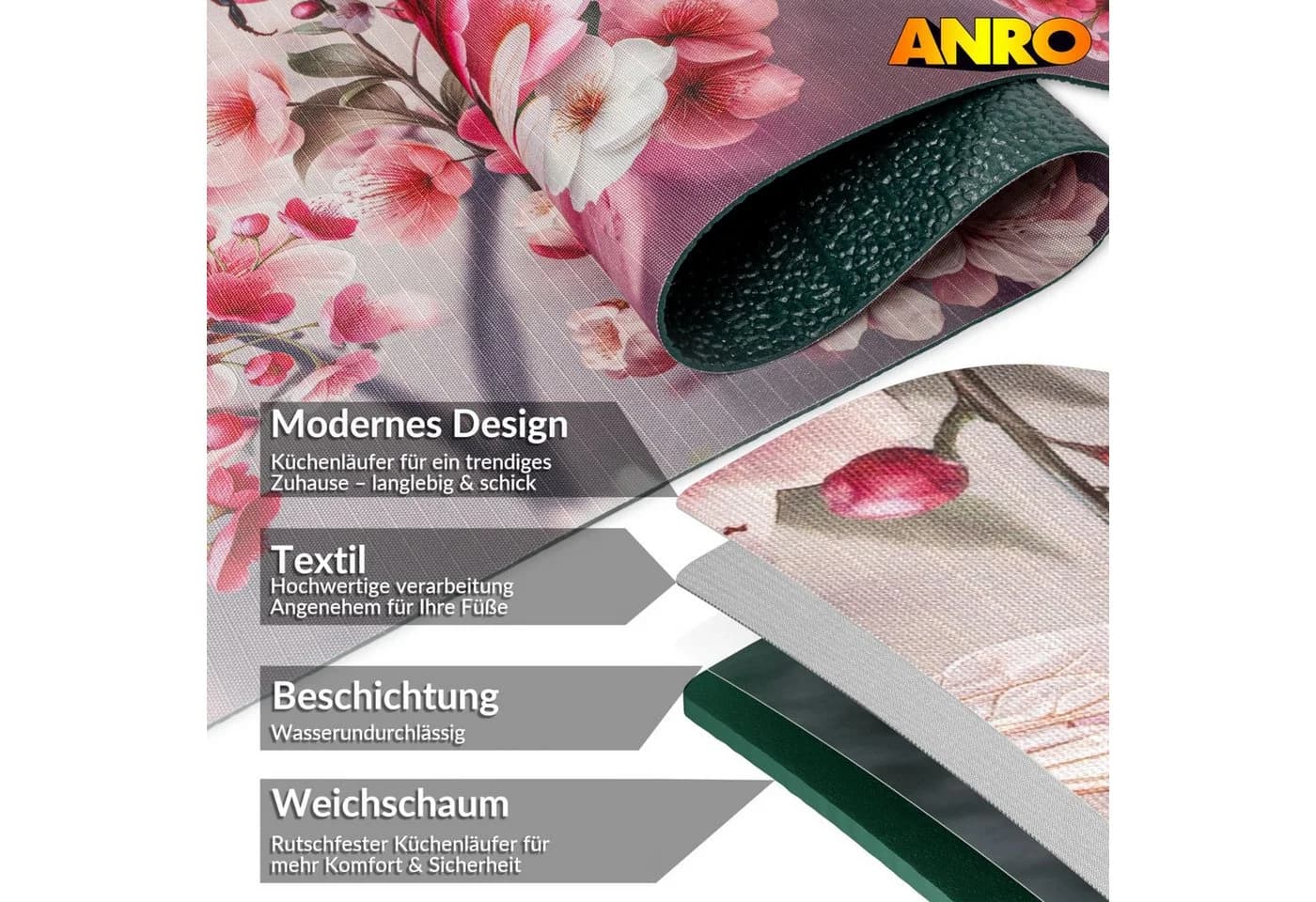 ANRO Küchenläufer GreenLine Sakura Rosa - Bild 5