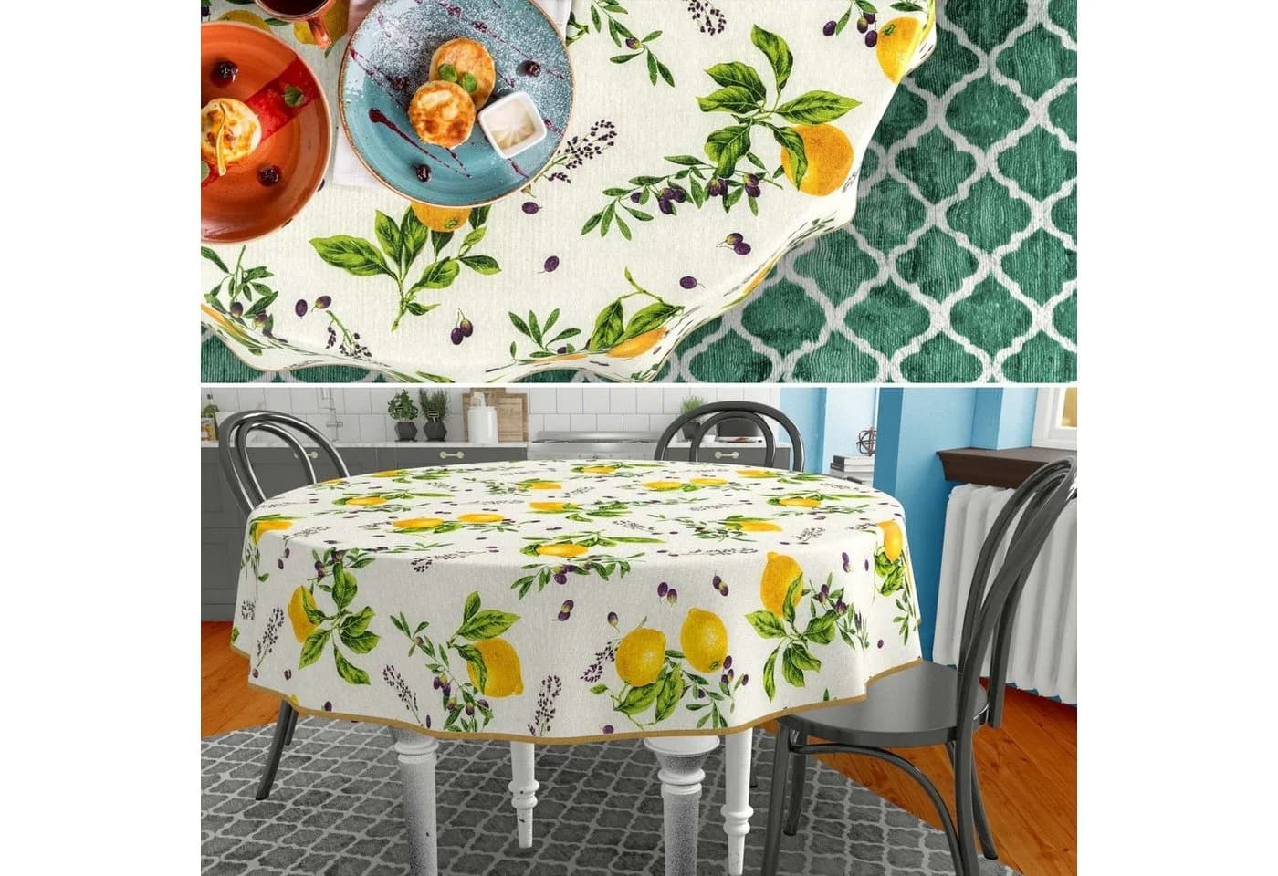 ANRO Tischdecke mit Tee und Kaffee aus Textil Tischtuch mit Beschichtung