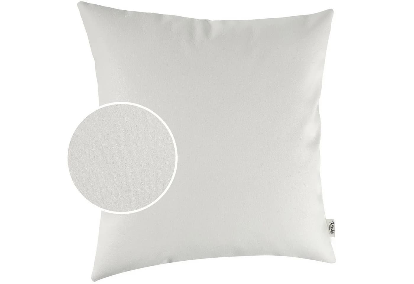 Kisska Dekokissen Kissenhülle KUMO Kunstleder Leder-Optik 40x40cm Einfarbig Weiß - Bild 2