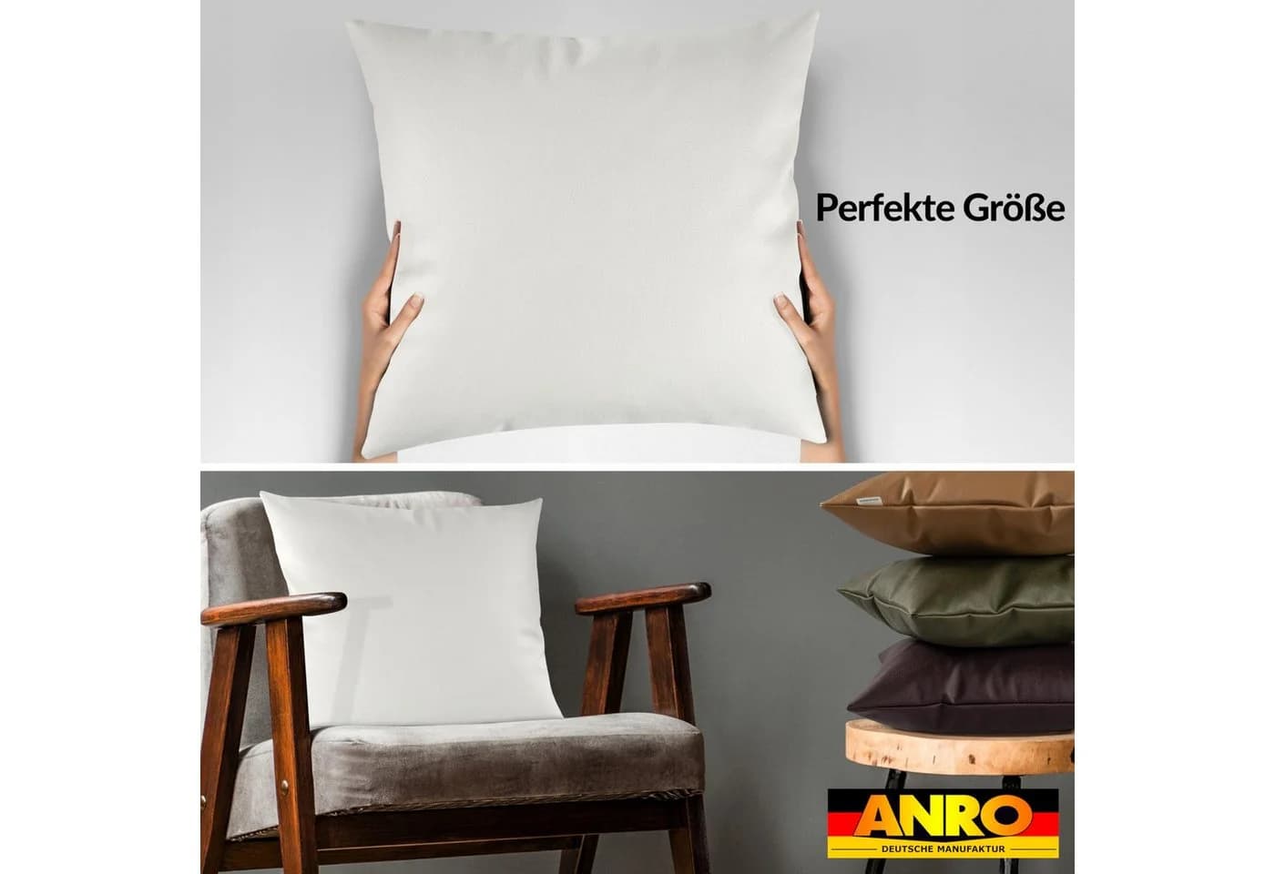 Kisska Dekokissen Kissenhülle KUMO Kunstleder Leder-Optik 40x40cm Einfarbig Weiß - Bild 3